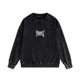 Purple Brand Distressed Sweatshirt Fashion Washed Black Long Sleeves Top