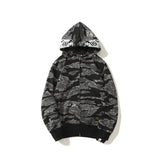 Bathing Ape Hoodie Embroidered Tiger Camo Tiger Hooded Cardigan Shark Sweater Jacket