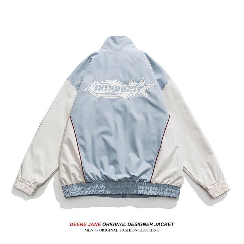 Men Jacket Spring Splicing Coat Men's Loose All-Match Sports Leisure