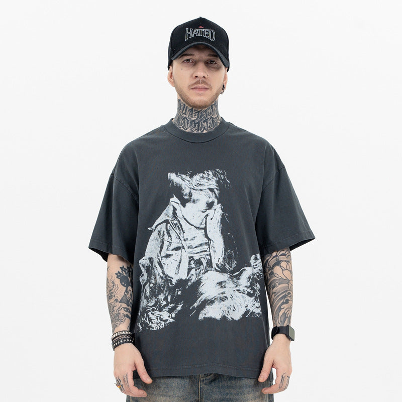 ERD T Shirts Spring/Summer Graffiti Crack Print Short Sleeve T-shirt