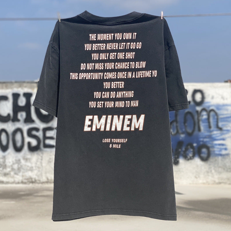 Mens Vintage T-Shirts vintage washed do old short sleeves Jerry Eminem eight miles