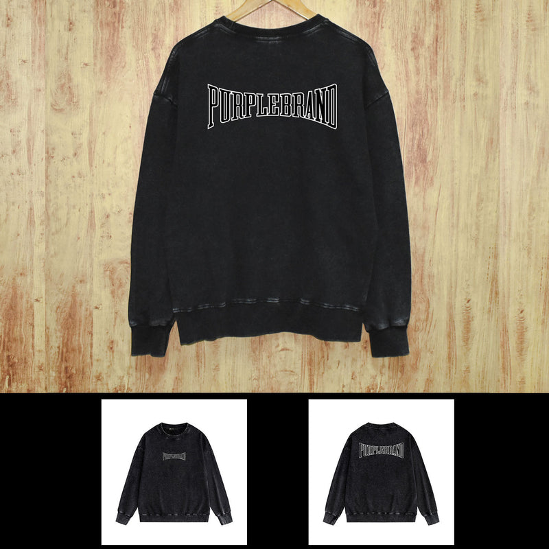 Purple Brand Distressed Sweatshirt Retro Vintage Crew Neck Sweater