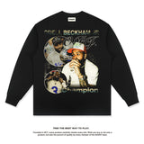 Nba Long Sleeve Shirt Obj American Street Vintage Printed Long Sleeve T-shirt Retro Loose Cotton