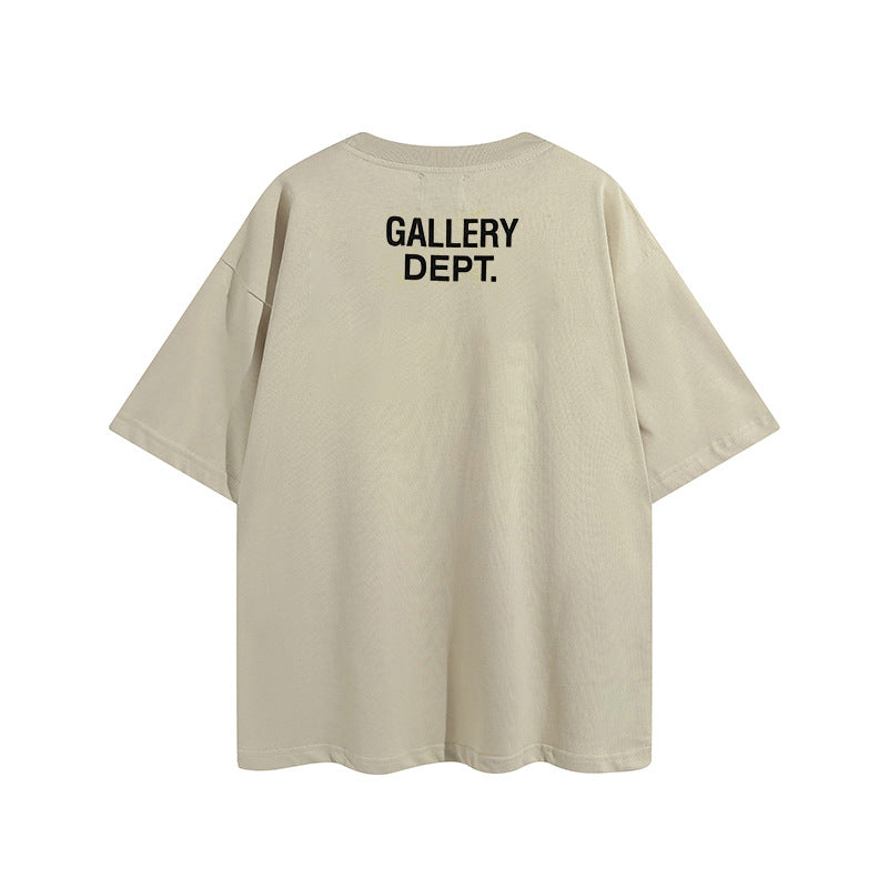 Gallery Dept T Shirts Short Sleeve T-shirt Gallery Dept Letters Print Washed and Worn Men and Women