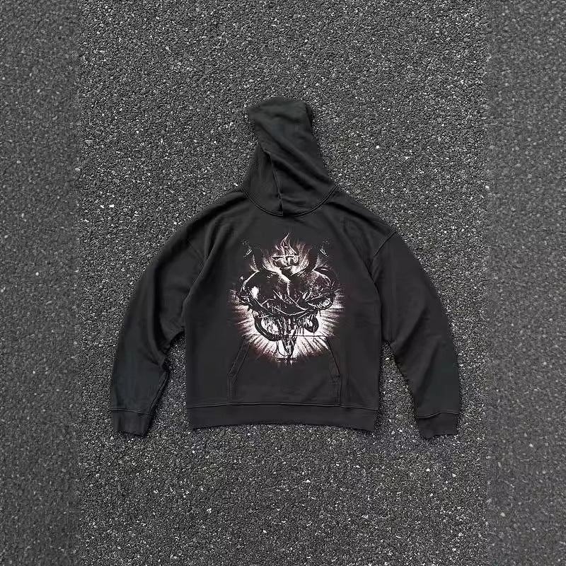 Mens Vintage T-Shirts vintage wash water make old hooded sweater loose hoodie