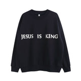 Jesus Is King Sweater Kanye West Jesus Is King Puff Print High Street Loose Crew Neck Pullover Sweatshirt