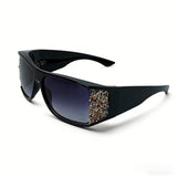 Trendy punk glasses retro large frame with diamonds y2k