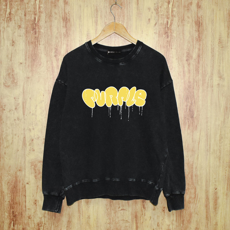 Purple Brand Distressed Sweatshirt Retro Vintage Crew Neck Sweater