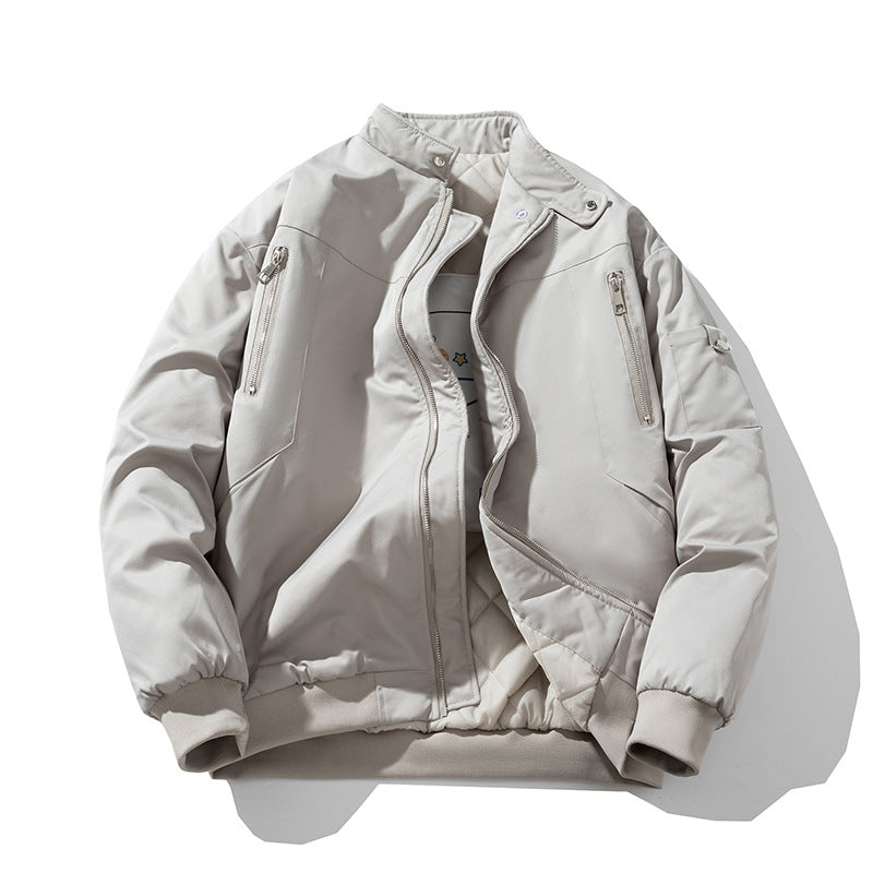 Men Vintage Jackets Autumn and Winter Padded Cotton Thickened Semi-turtleneck Jacket Cotton Jacket