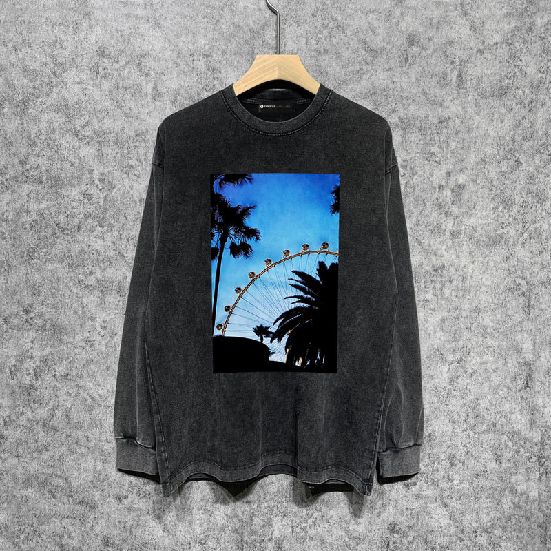 Purple Brand Distressed Long Sleeve Shirt Fashion Distressed Loose Long-sleeved Top