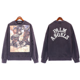 Palm Angle Sweatshirt Art Oil Painting Print Long Sleeve Crew Neck Sweater