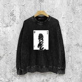 Purple Brand Distressed Sweatshirt Fashion Washed Black Long Sleeves Top