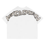 Mixed Emotion T-Shirt Blutosatire Boxy Crew Neck Loose Short Sleeve