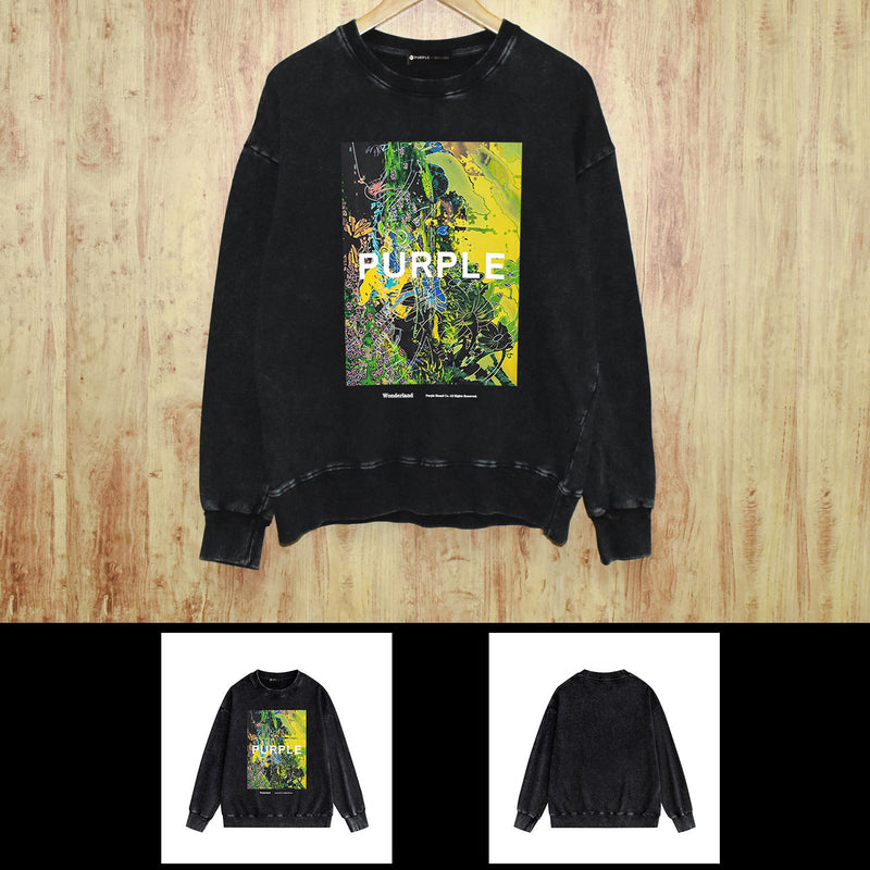 Purple Brand Distressed Sweatshirt Retro Vintage Crew Neck Sweater