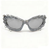 Trendy punk glasses dark asymmetrical frame