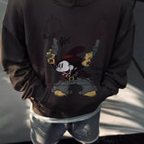 Men Vintage T-Shirts vintage Denim Mickey Casual Hooded Sweater Fall Winter Old Hoodie