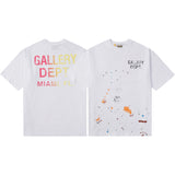 Gallery Dept T-Shirt Hand Painted Ink Splashing Alphabet Washed Retro Short Sleeve T-Shirt
