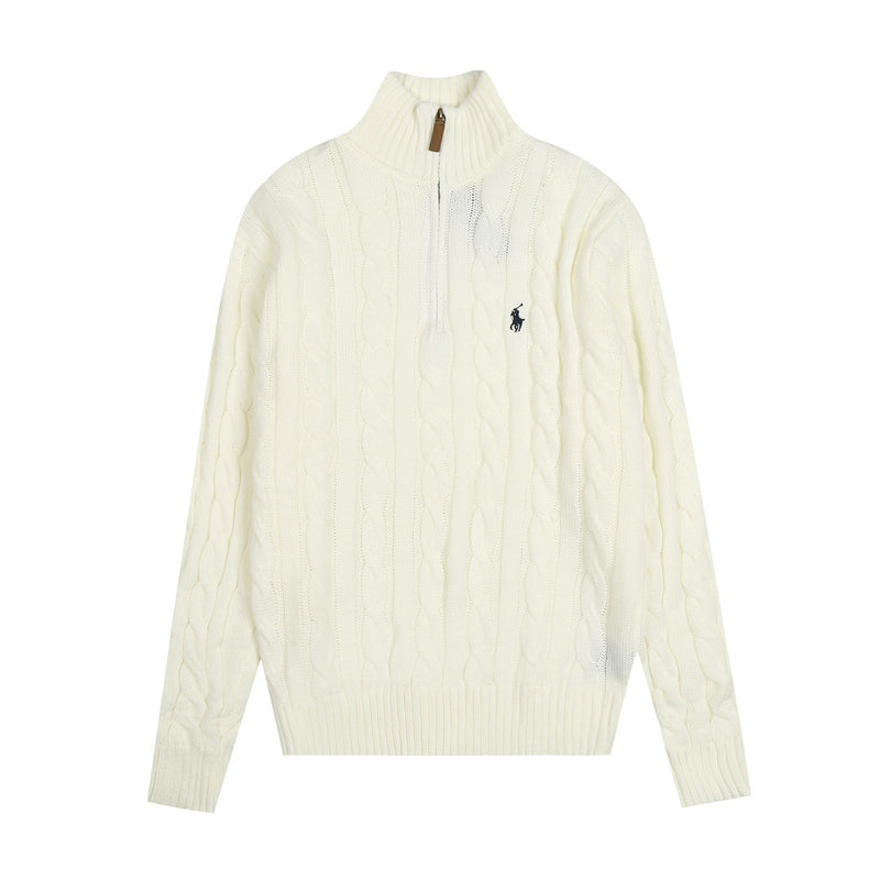 Ralph Lauren Coat RL Ralph Pony Standard Vintage Half Zip Sweater Loose Lazy Style Knitted