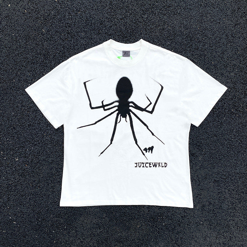Mens Vintage T-Shirts SAINT MICHAEL CHO Dark Night Spider Old Short Sleeve Vintage Wash