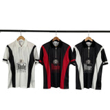 Rhude T Shirt Cross-border European and American trendy brand RHUDE badge letter half zipper mesh lapel short-sleeved T-shirt men's and women's high street polo shirt