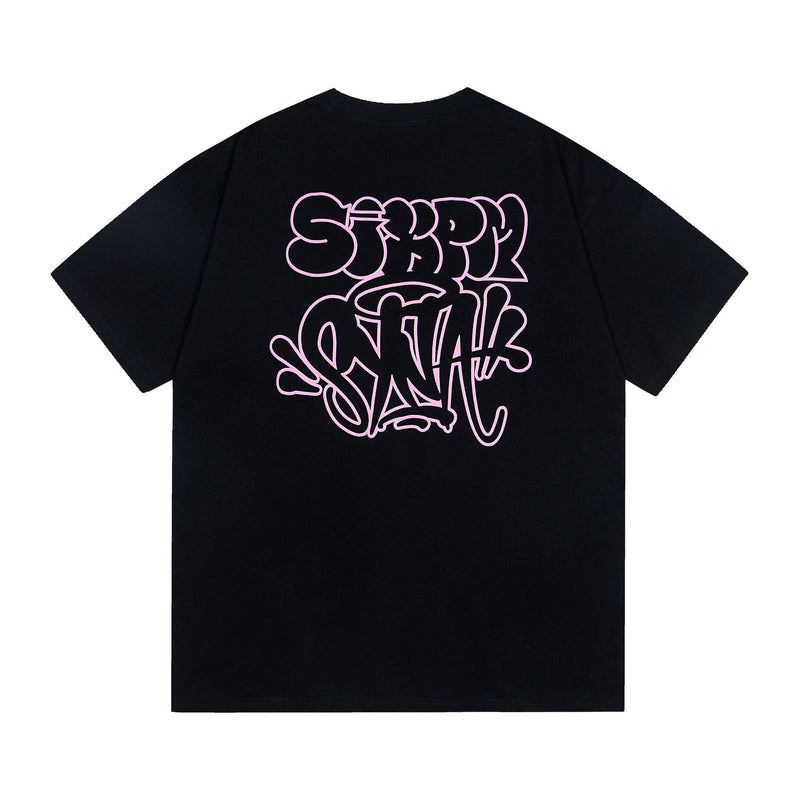Synaworld T Shirts central cee Short Sleeve Classic Letter Print Loose Casual T-Shirt