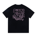 Synaworld T Shirts central cee Short Sleeve Classic Letter Print Loose Casual T-Shirt