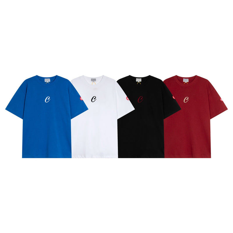 C.e t shirts creative stereoembroider round neck pullover short sleeve for men and women