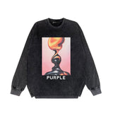 Purple Brand Distressed Long Sleeve Shirt Fashion Distressed Loose Long-sleeved Top