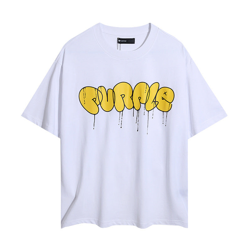 Purple Brand T Shirts Purple Micro Label Melted Letter Print Short Sleeve T-Shirt