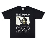 Rock Star T Shirt Metal Band Bathory Personalized Printed T-shirt Cotton Short Sleeve Men and Women Loose
