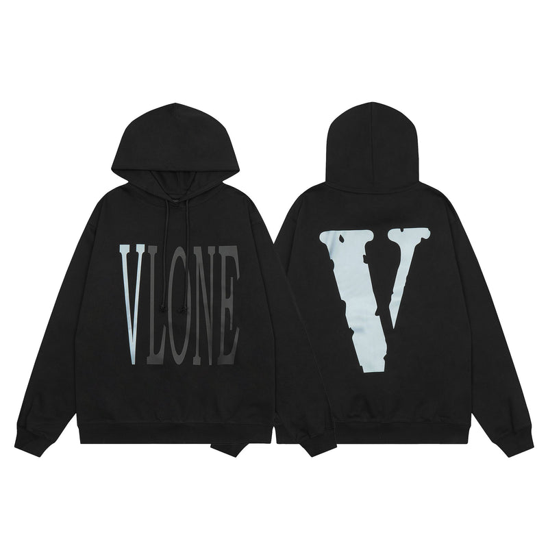 Vlone Hoodie Autumn/Winter Silver Big V Letter Pullover Hooded
