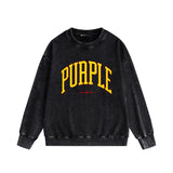 Purple Brand Distressed Sweatshirt Retro Vintage Crew Neck Sweater