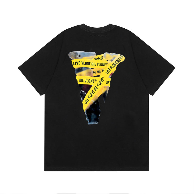 Vlone T Shirt Spring and Summer Rubber Strip Big V Pattern