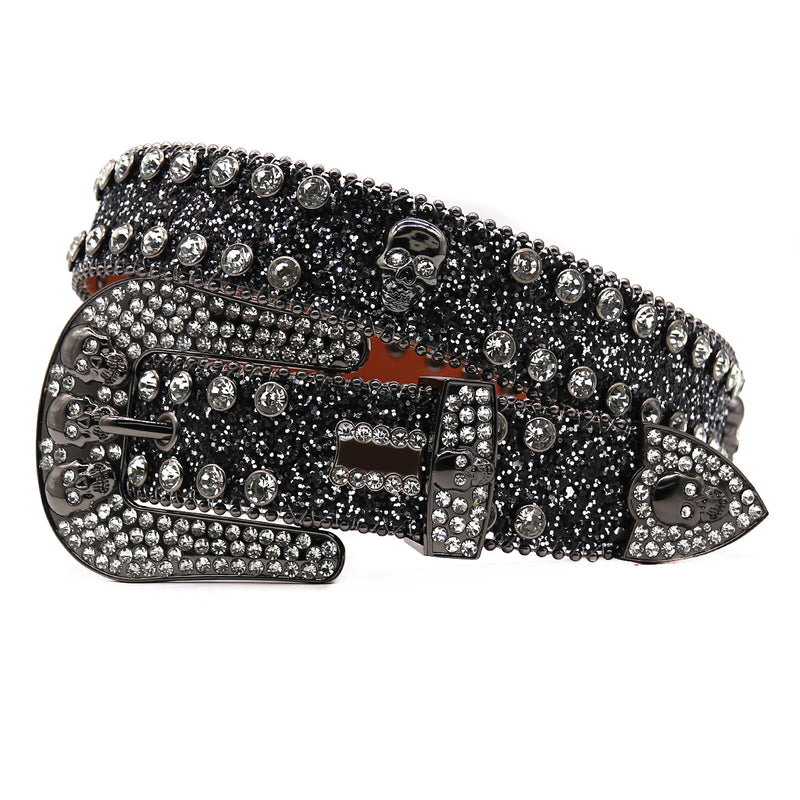 Hip-hop punk rhinestone belt skull