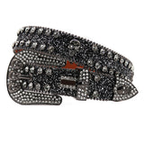 Hip-hop punk rhinestone belt skull