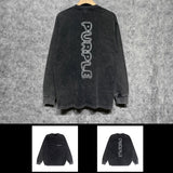 Purple Brand Distressed Long Sleeve Shirt Fashion Distressed Loose Long-sleeved Top