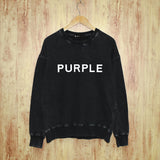 Purple Brand Distressed Sweatshirt Retro Vintage Crew Neck Sweater