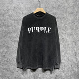Purple Brand Distressed Long Sleeve Shirt Fashion Distressed Loose Long-sleeved Top