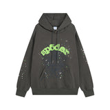 Sp5der Hoodie Spider Web Velvet Padded Hooded Sweatshirt