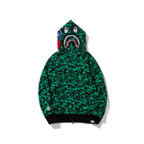 Bathing Ape Hoodie Shark Dark Green Camo Fleece Hooded Cardigan Sweater Jacket