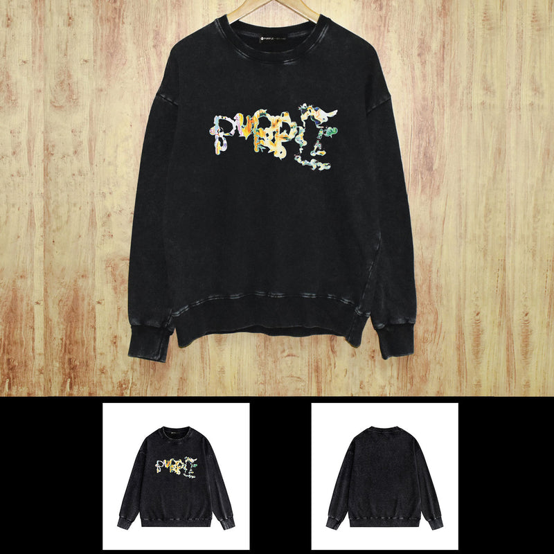Purple Brand Distressed Sweatshirt Retro Vintage Crew Neck Sweater
