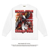Nba Long Sleeve Shirt Long Sleeve T-shirt Autumn and Winter Men and Women Retro Washed Distressed