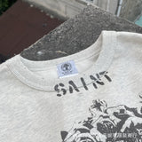 Jesus Is King Sweater Saintmichael Vintage Graffiti Destroyed Loose round Neck American Fog Sweater Men
