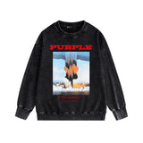 Purple Brand Distressed Sweatshirt Retro Vintage Crew Neck Sweater