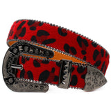 Hip-hop punk rhinestone belt leopard print
