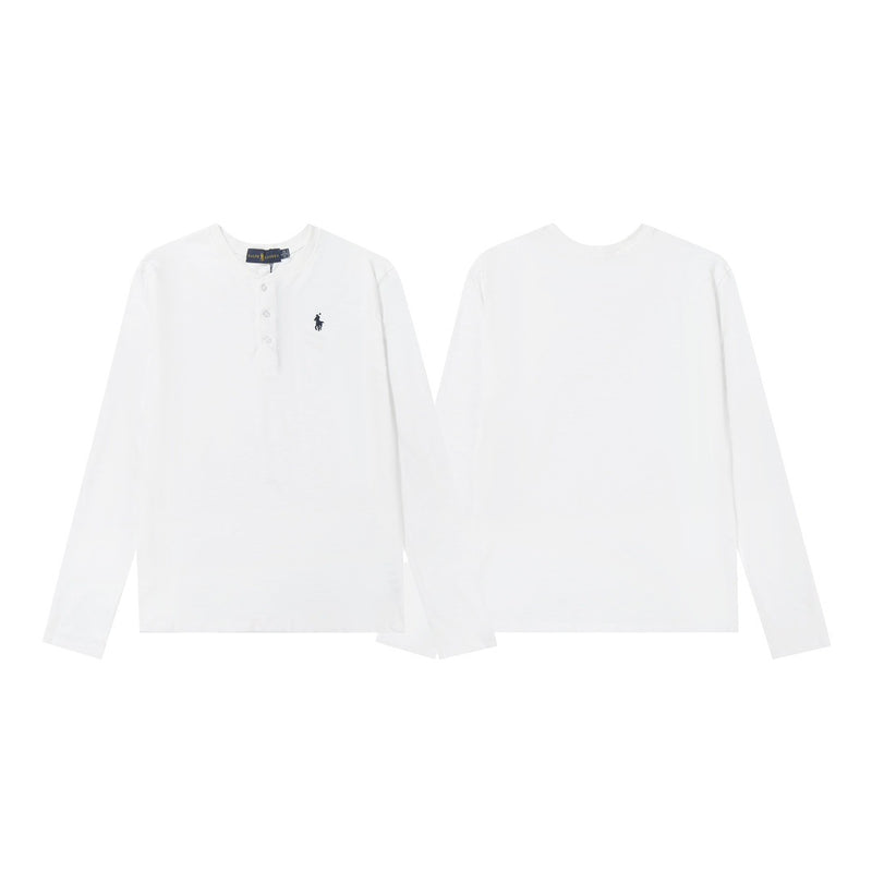 Ralph Lauren Coat LF Home Ralph Lauren Embroidered Small Label Henley Shirt Button Top Long Sleeve Casual