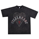 Rock Star T Shirt Rock Iron Band Printed T-shirt Short Sleeve Washed Distressed Men and Women