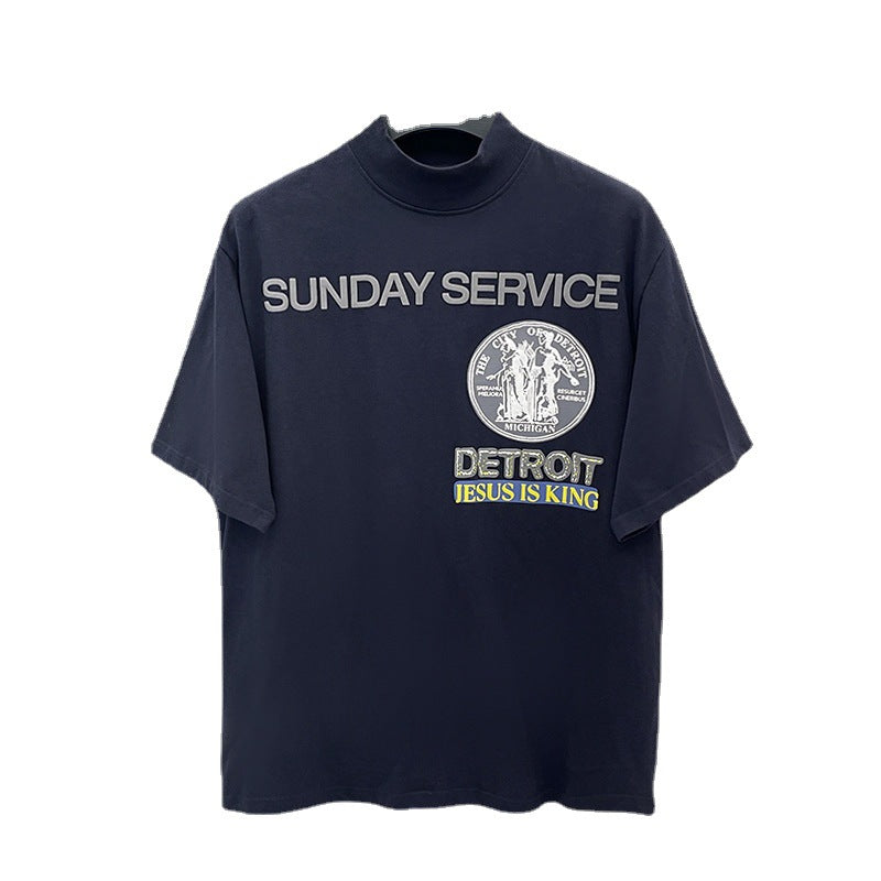 Jesus Is King T Shirt Big Talker Short Sleeve Tfog High Street Small Neckline Printing