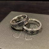 Chrome Heart Ring Cross with Diamonds