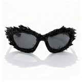 Trendy punk glasses asymmetrical dark cat eyes